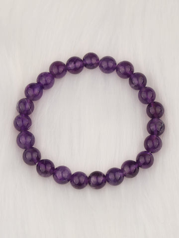 8mm Natural Amethyst Crystal Energy Stone Elastic Stretchable Amethyst Beads Bracelet